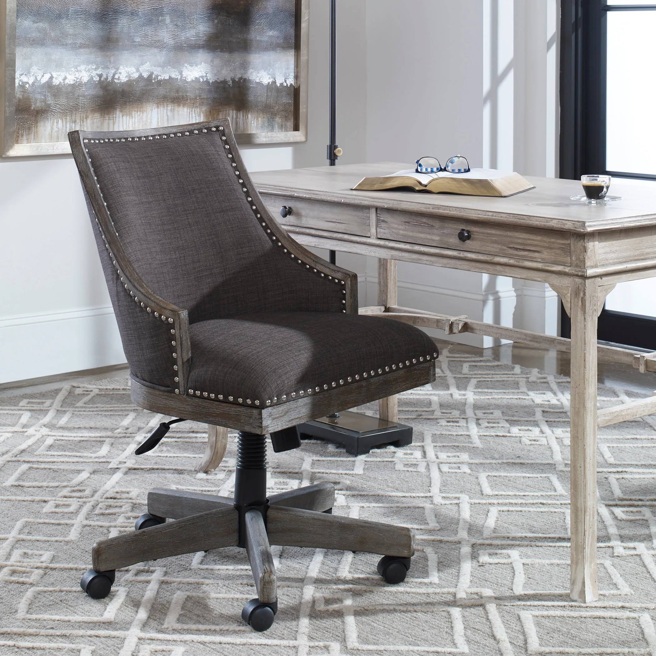 Uttermost Aidrian Charcoal Desk Chair