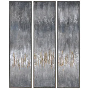 Uttermost Gray Showers Hand Painted Canvases Art, Set of 3