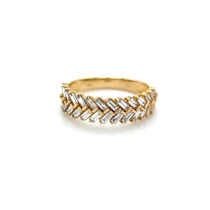 V Baguette Diamond Half Band Ring