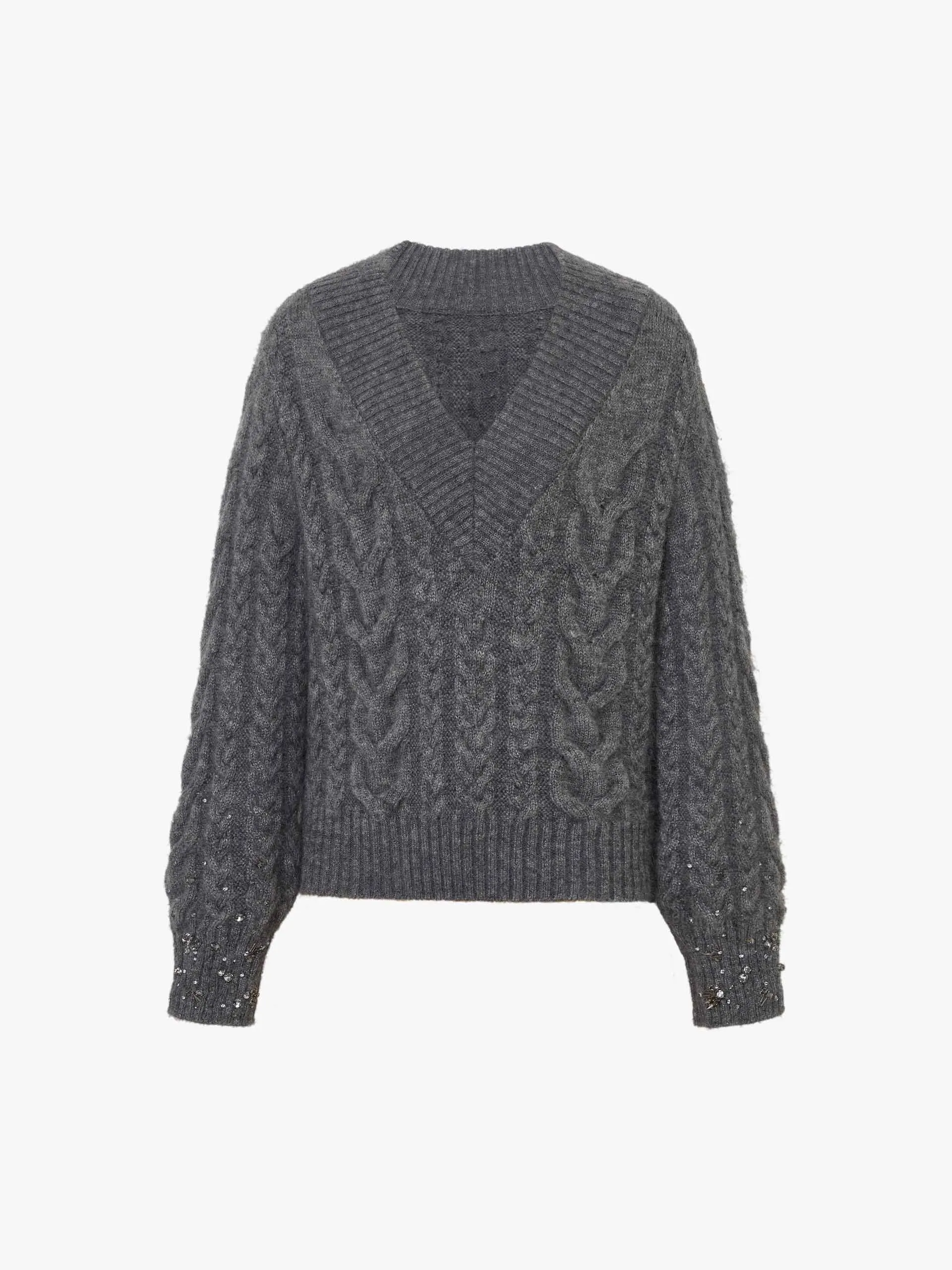 V-neck Cable Knit Sweater