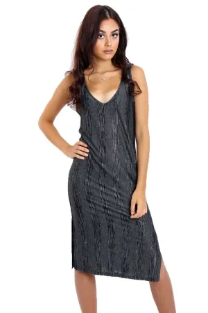 V-Neck Gradient Stripe Column Midi Dress