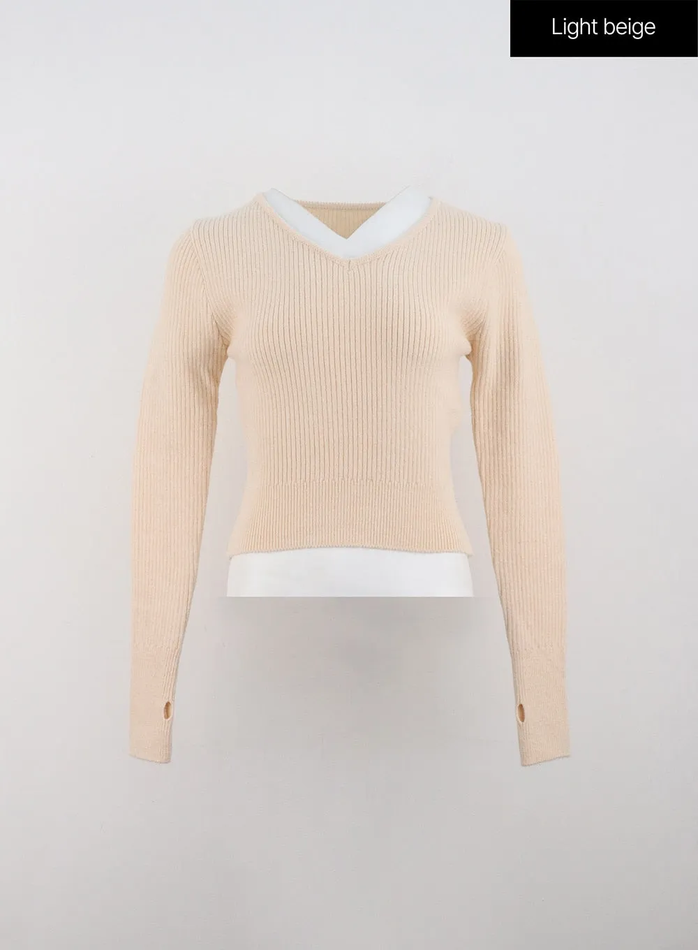 V-Neck Knit Crop Sweater ON330