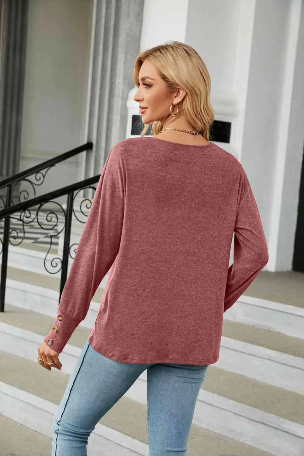 V-Neck Long Sleeve T-Shirt