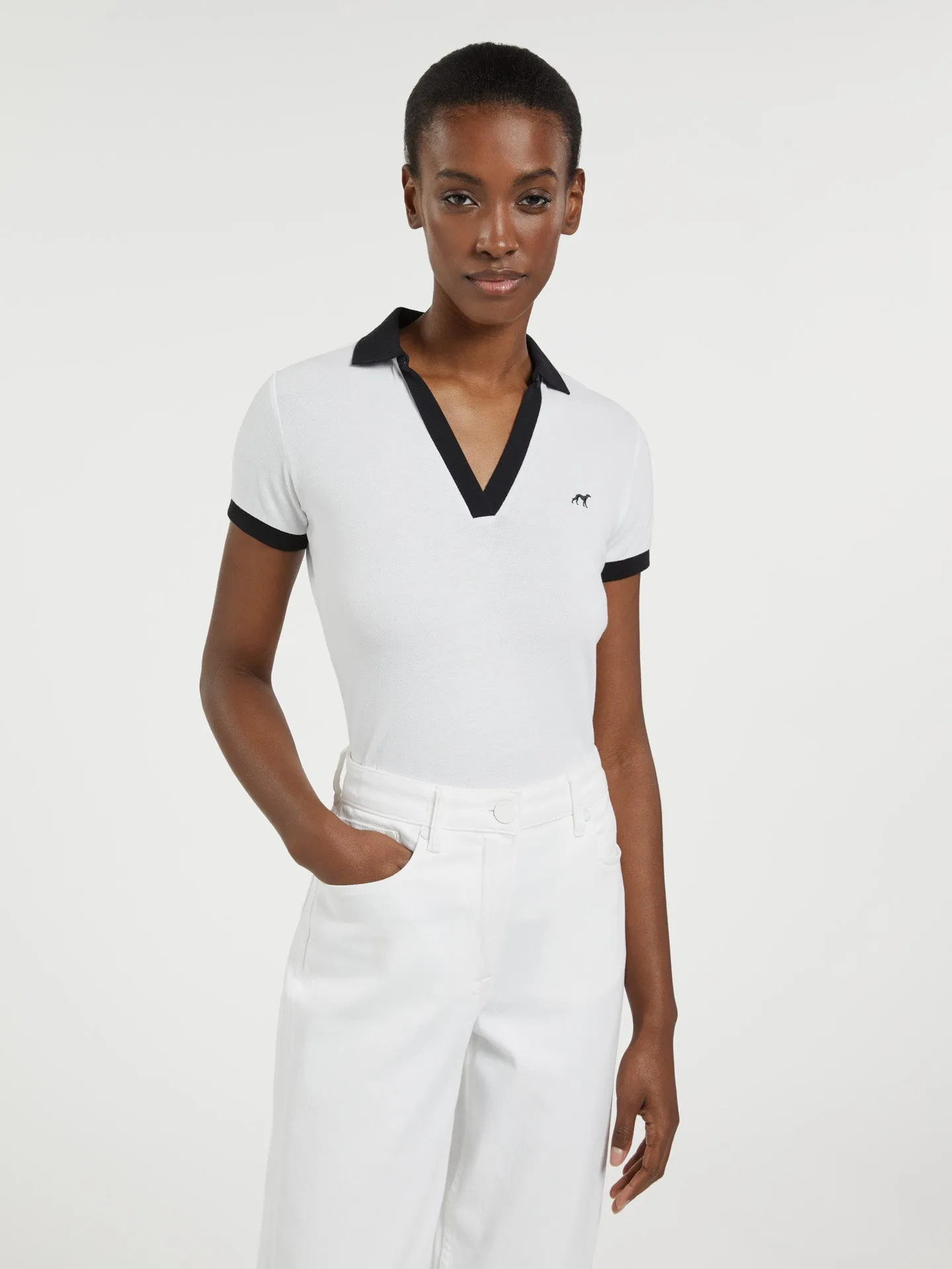 V' Neck Polo Piquet