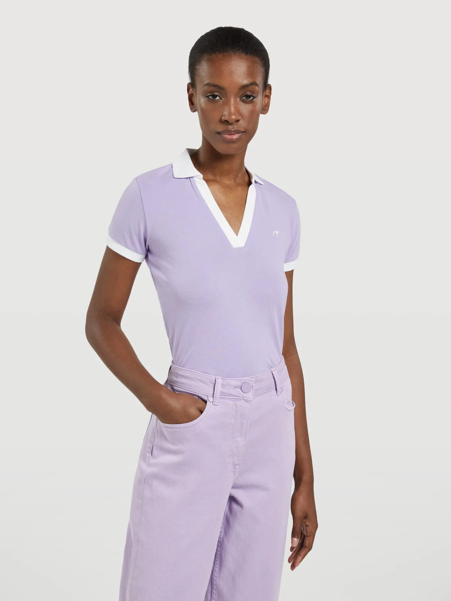 V' Neck Polo Piquet