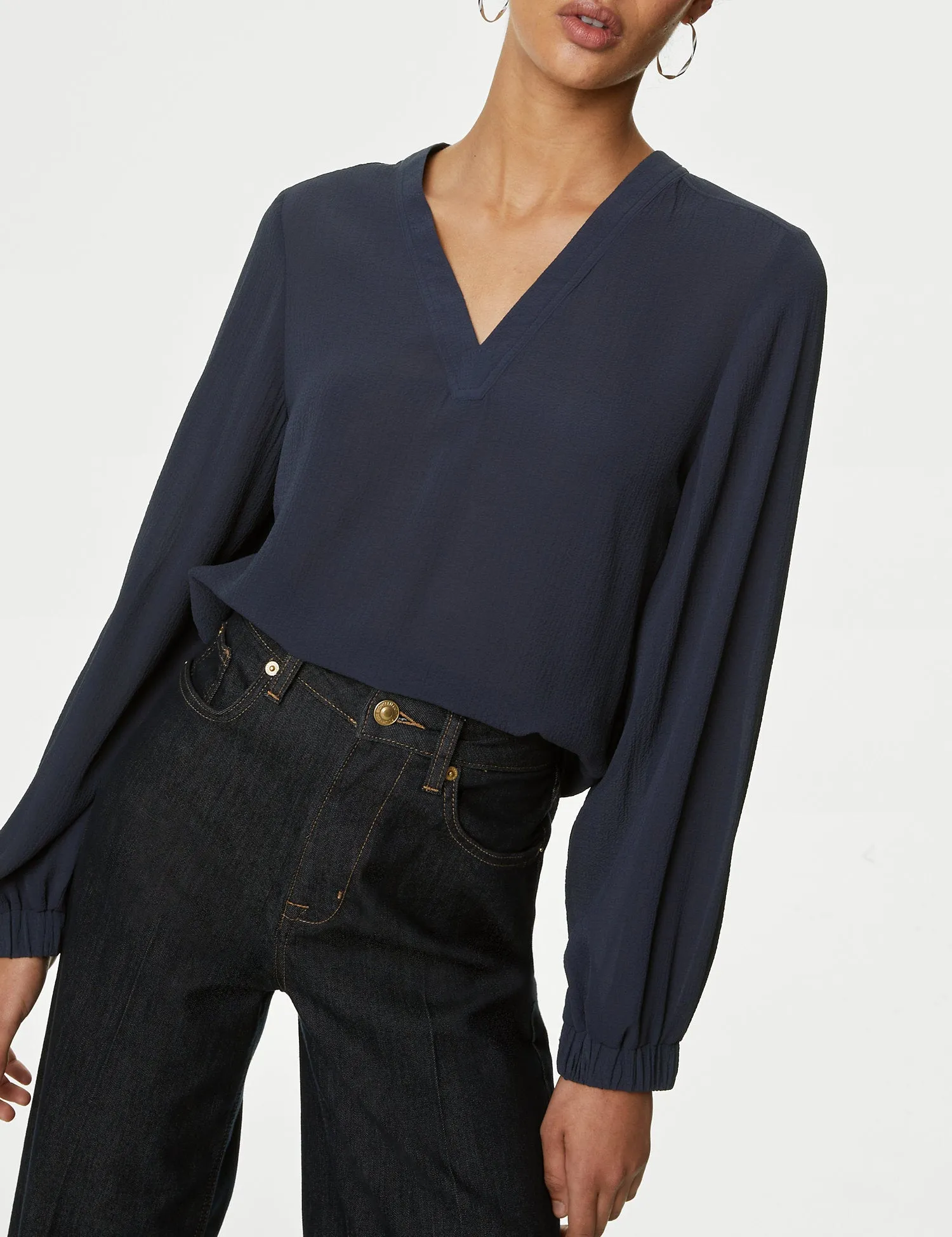 V-Neck Popover Blouse