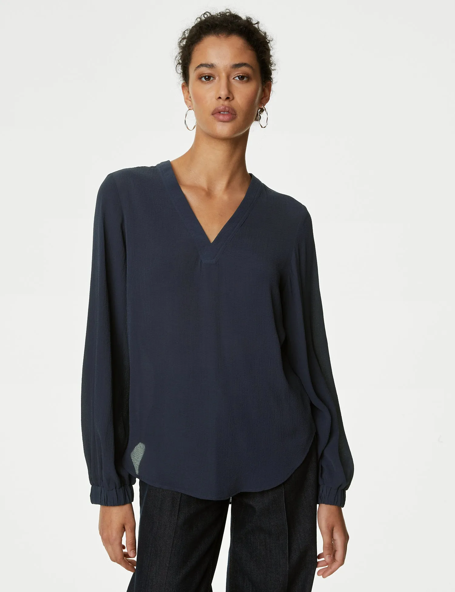 V-Neck Popover Blouse