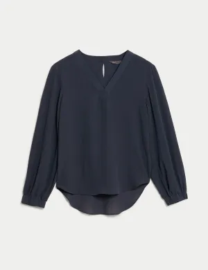 V-Neck Popover Blouse