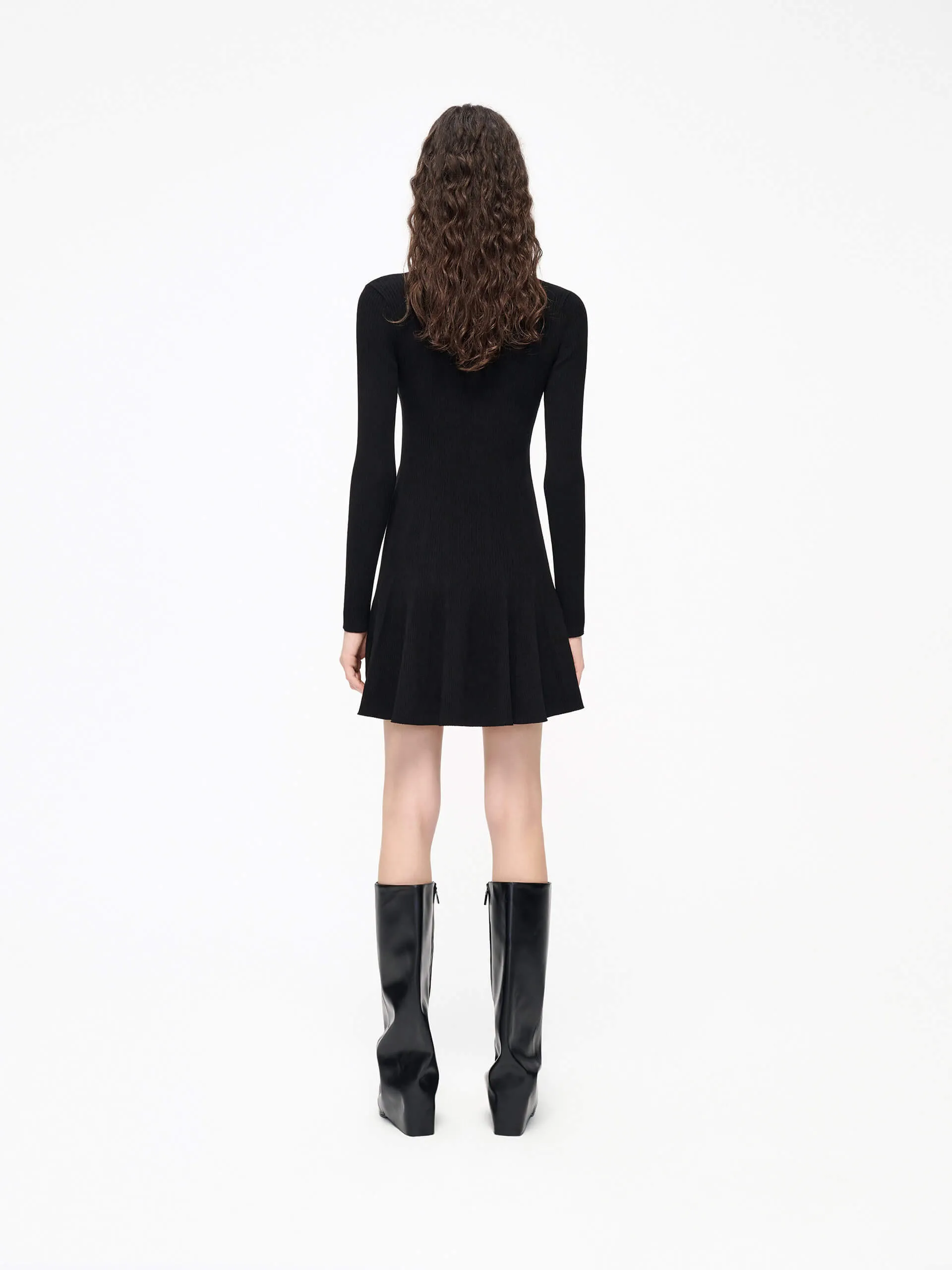 V-neck Ribbed Knit Dress