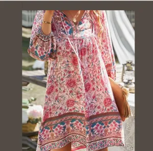 V-Neck Short Sleeve Floral Printed. (Tunic)