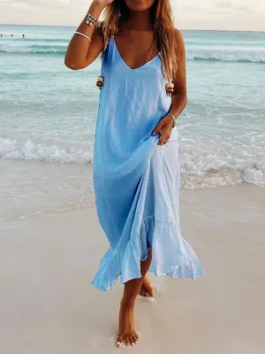 V-Neck Sleeveless Beach Resort Boho Dress