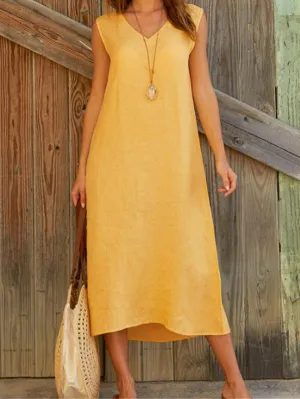 V-neck Sleeveless Maxi Dresses