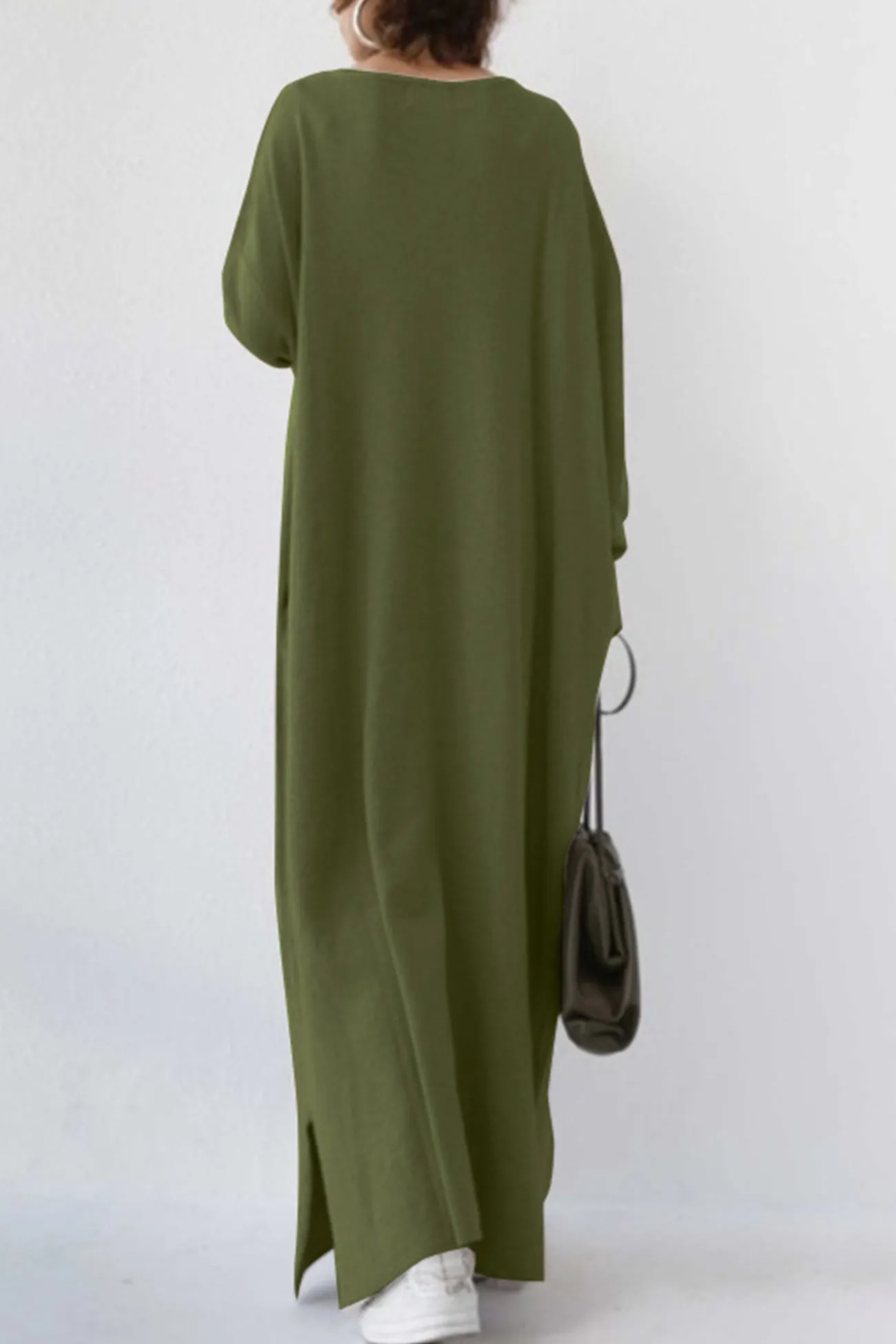 V Neck Slit Hem Sweatshirt Dress