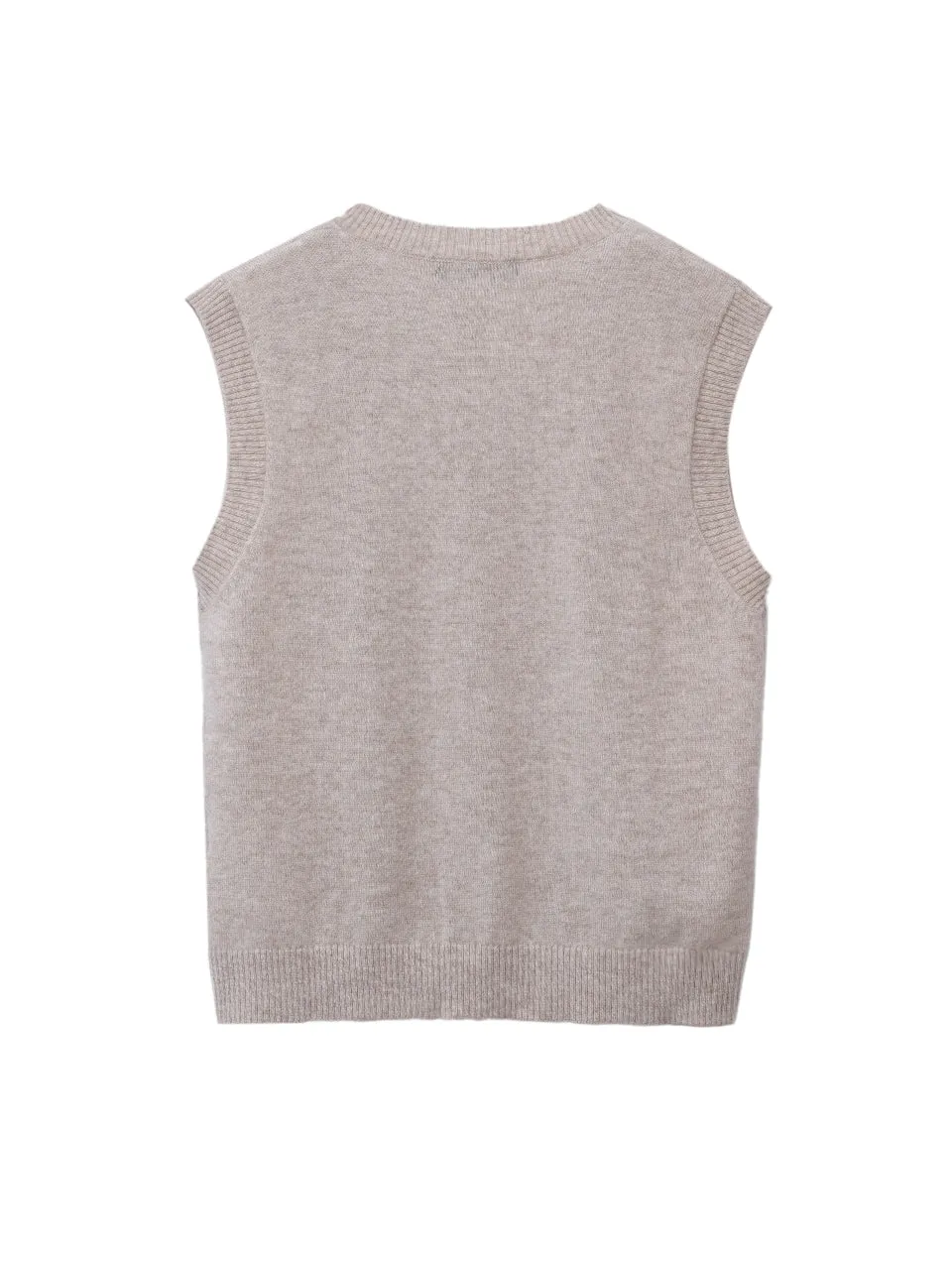 V Neck Vest_Oatmeal