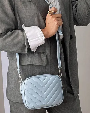 V Stitch Bag in Blue