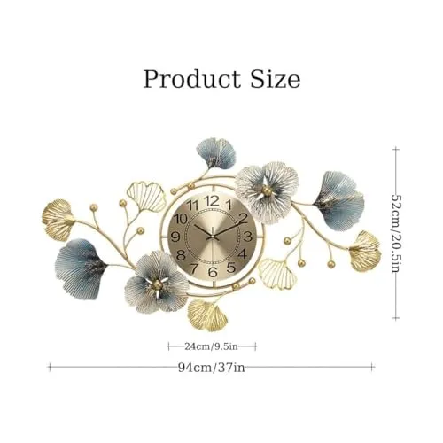 Vaishnavi Craft Metal Wall Hanging Floral Handmade Wall Clock Multicolor Ticking Sound for Bedroom | Drawing Room | Hall Entryway | Dining Room - Analog, 36X 12 Inch