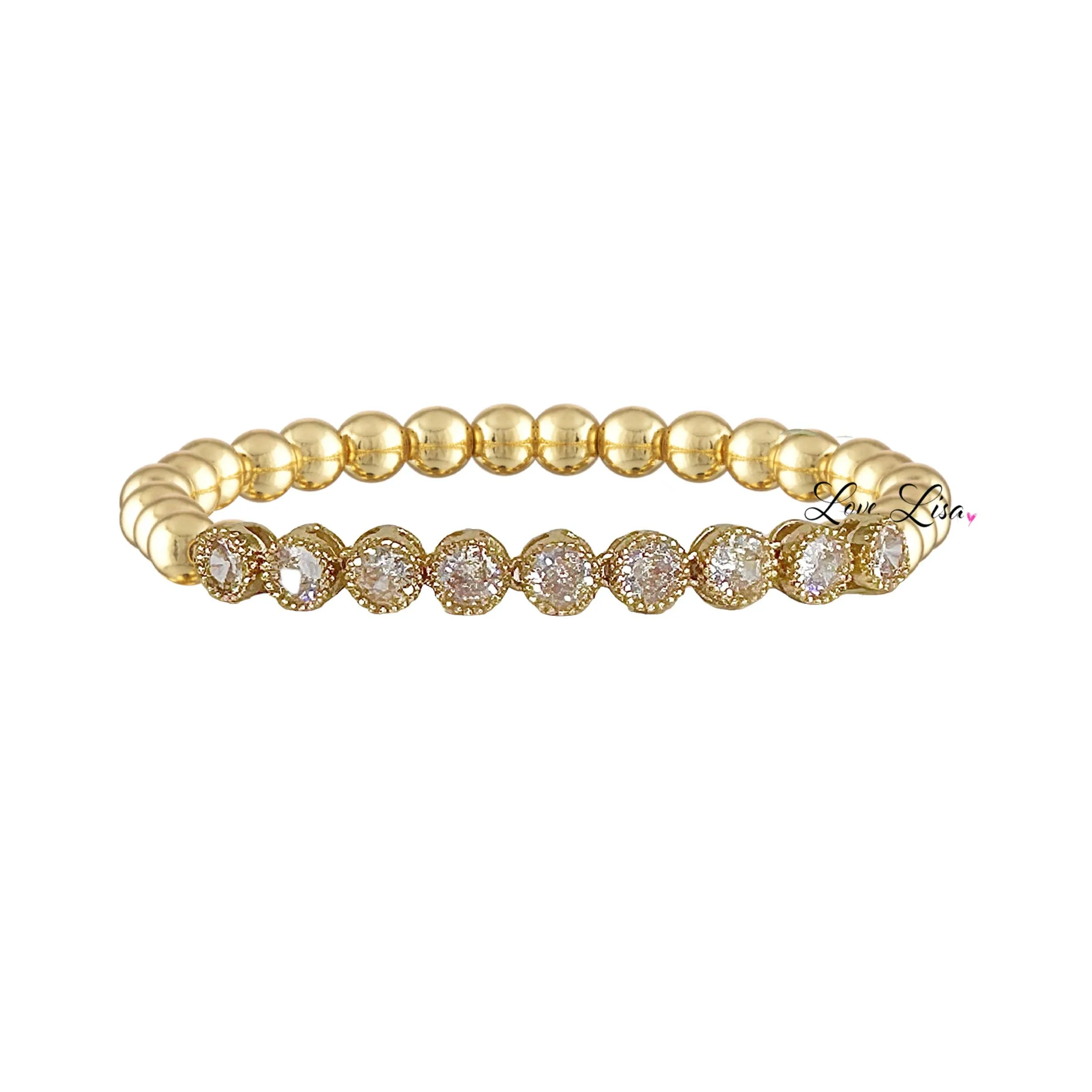 Val CZ Tennis Beaded Bracelet