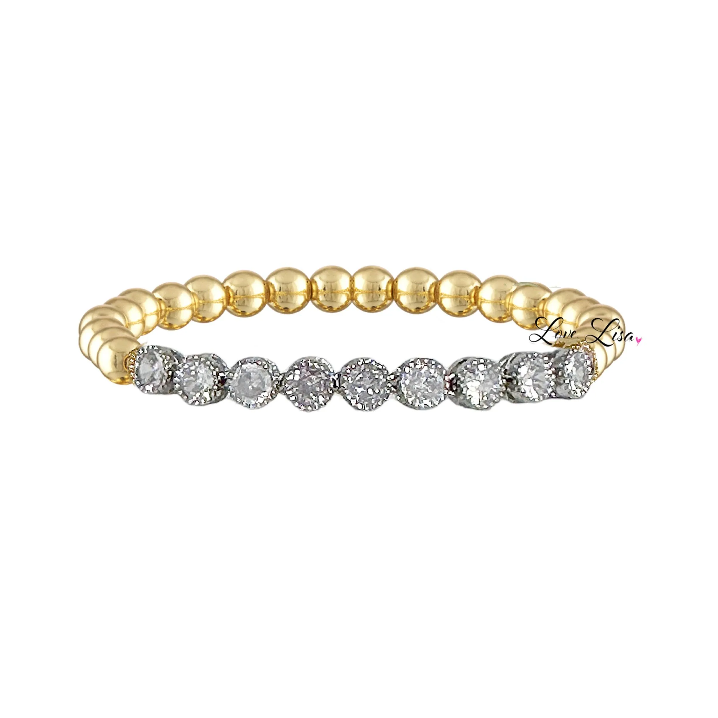 Val CZ Tennis Beaded Bracelet