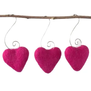 Valentine's Day Heart Ornaments- Berry Pink