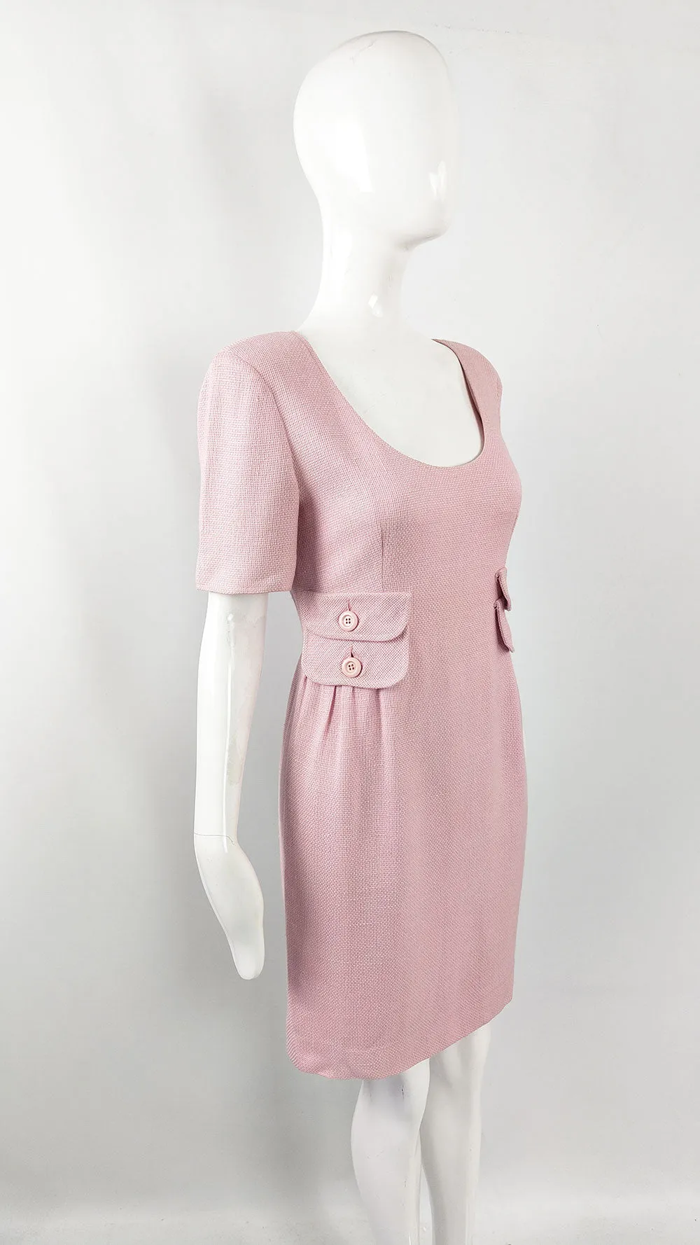 Valentino Vintage Womens Pink Linen Dress, 1980s