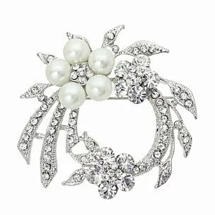 Valerie Crystal and Pearl Brooch