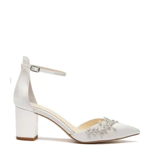 Valerie - Ivory Crystal Pointed Bridal Block Heel