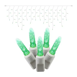 valiant 70 Red-Pure White M5 LED Icicle Light on White Wire, 9' Christmas Single Mold Light Strand Green Twinkle Green