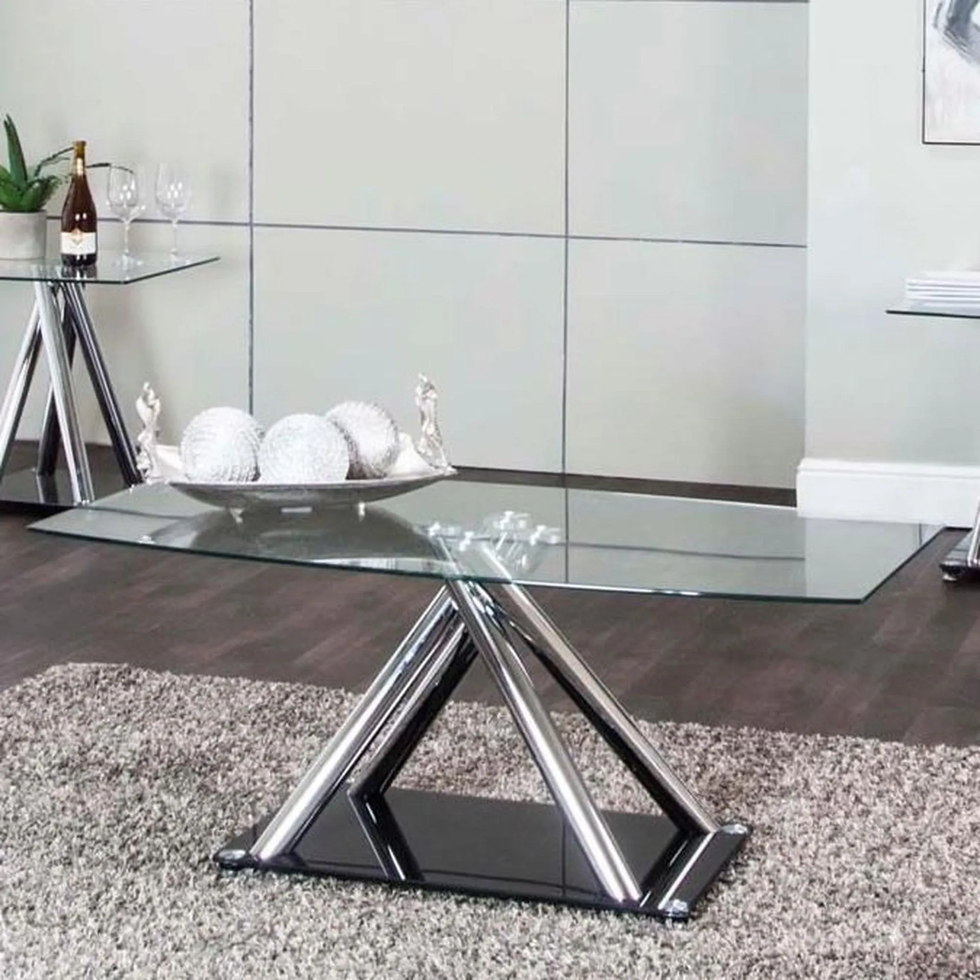 Valiant Glass & Chrome Cocktail Table