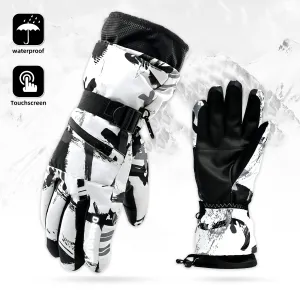 valiant Ski Gloves Waterproof Ski Gloves for men Women,Touchscreen Gloves,Thermal Gloves White Warm Winter Gloves,Professional Ski Gear,White XL