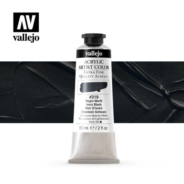 VALLEJO ACRYLIC ARTIST 319: 60 ML. IVORY BLACK