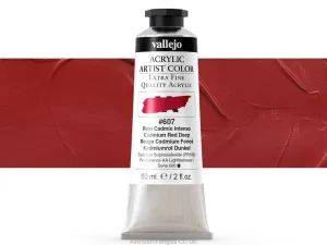 VALLEJO ACRYLIC ARTIST 607: 60 ML. CADMIUM RED DEEP