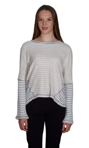 Valln Hi-Lo Striped Scoop Sweatshirt