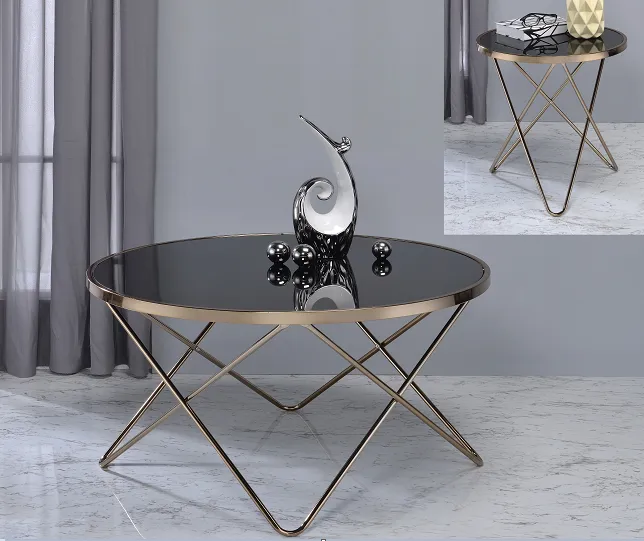 Valora Champagne & Black Glass Coffee Table