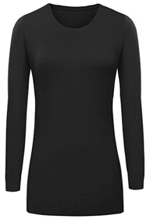 Valuker Women's Anti-Pilling Cashmere Wool Long Pullover - Small - Black