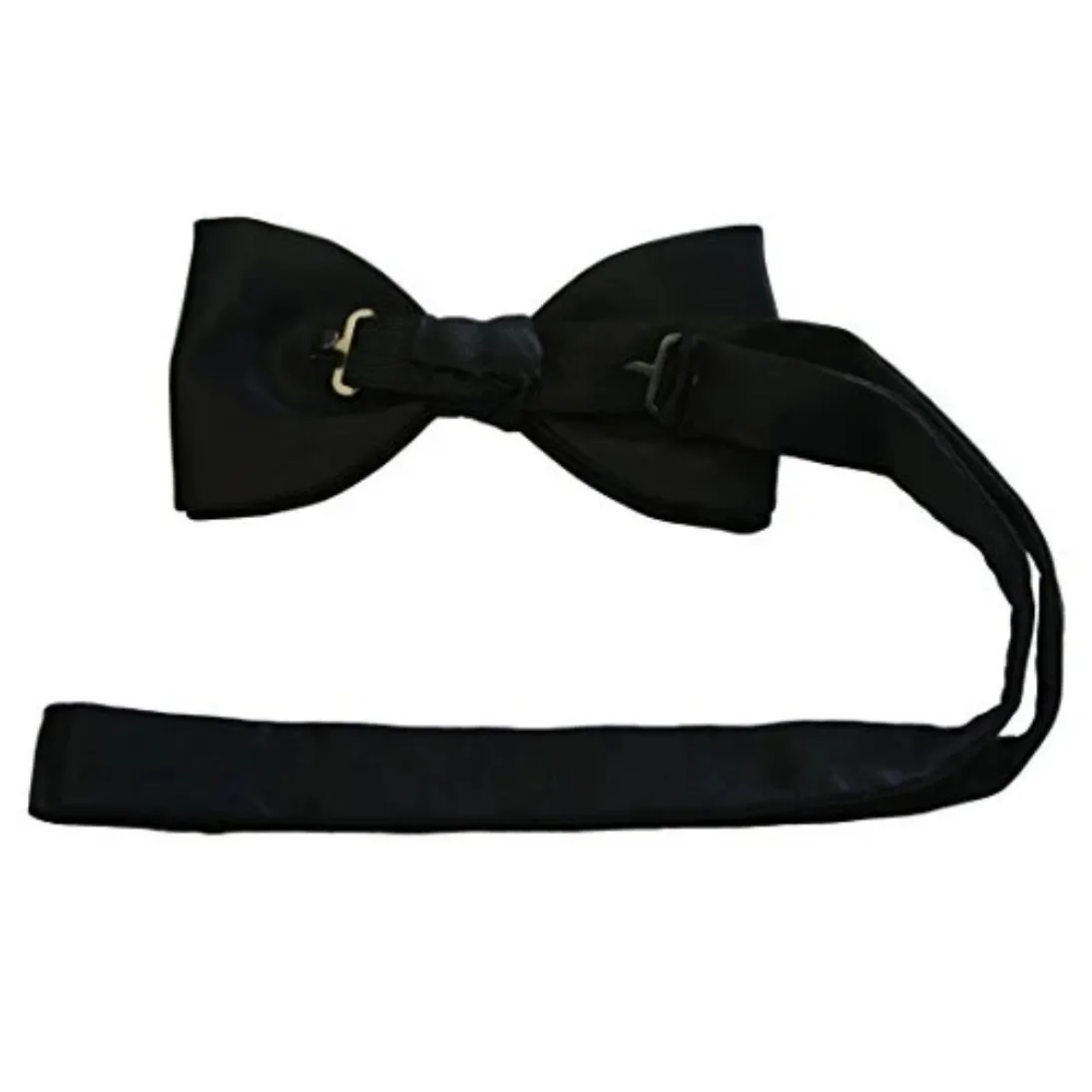 Van Buck Plain Black Platinum Pure Silk Bow Tie