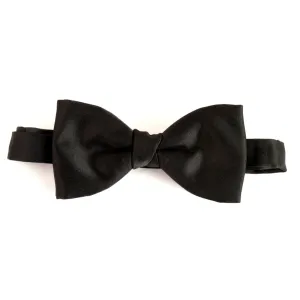 Van Buck Plain Black Platinum Pure Silk Bow Tie