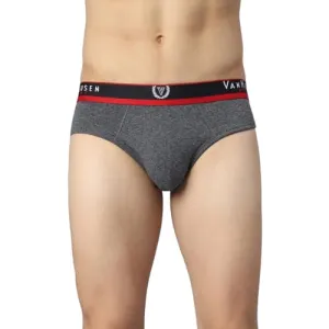 Van Heusen Men Briefs - Cotton Spandex - Jaspe Textured, No Marks, Plush Back Elastic Waistband_70009_Lt Grey Jaspe_M