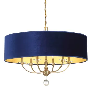 Van Noord 32" 6 Lights Pendant Light Blue Finish