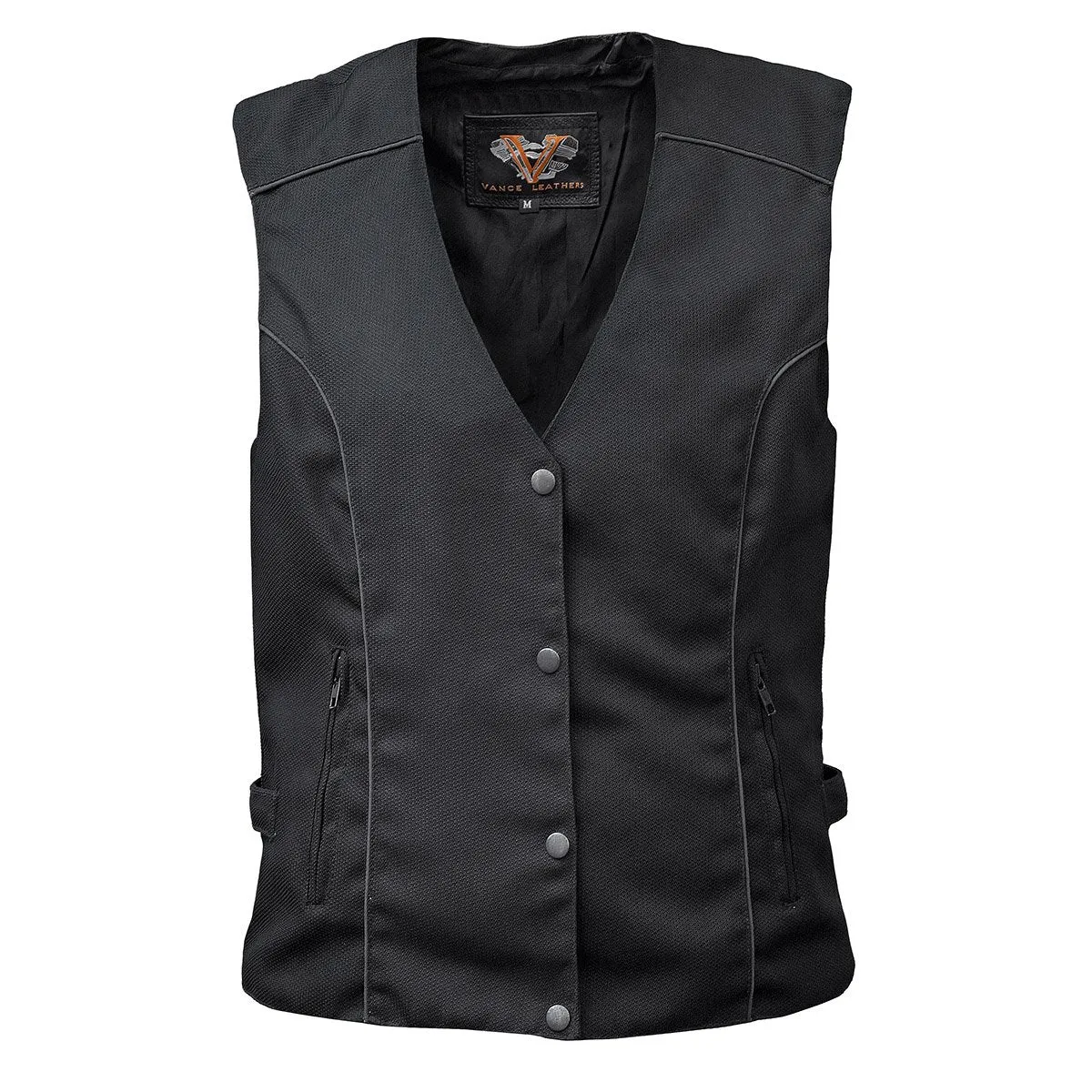 Vance Leather VL1182B Ladies Textile Vest with Reflective and Embroidered Wings