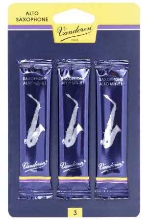 Vandoren Alto Sax Reeds - TRADITIONAL - Grade 1.5 - Card of 3