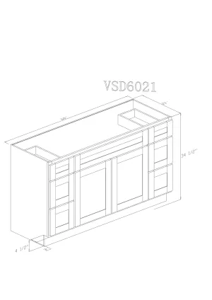 Vanity 60"-60" Balck Shaker  Single Sink Base Vanity with 6 Drawers /60" -