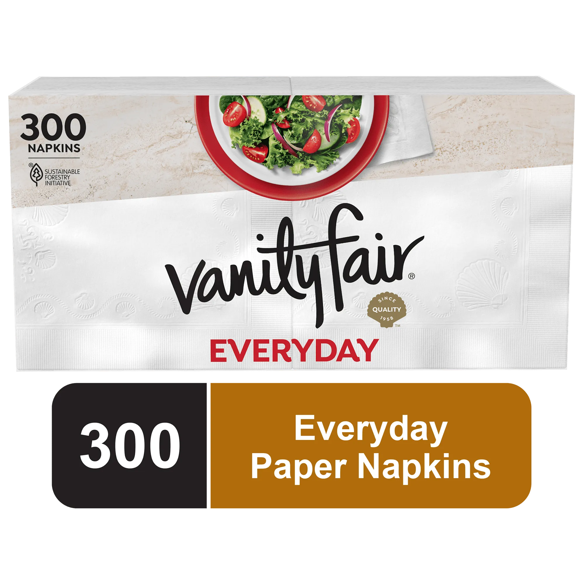 Vanity Fair Everyday Disposable Paper Napkins, White, 300 Count