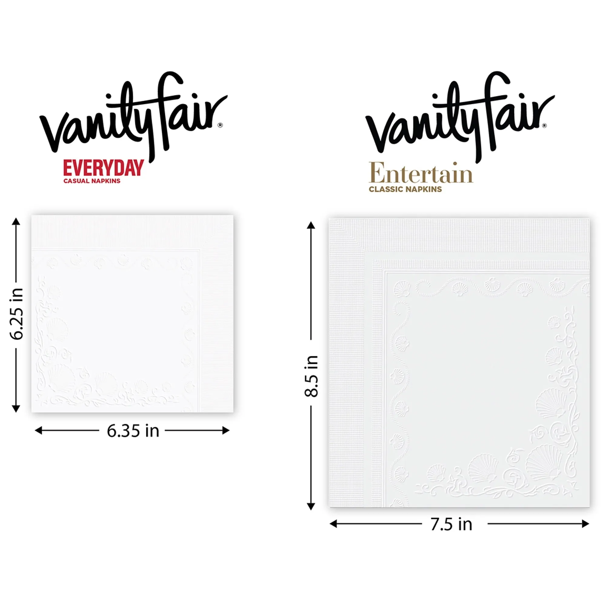 Vanity Fair Everyday Disposable Paper Napkins, White, 300 Count