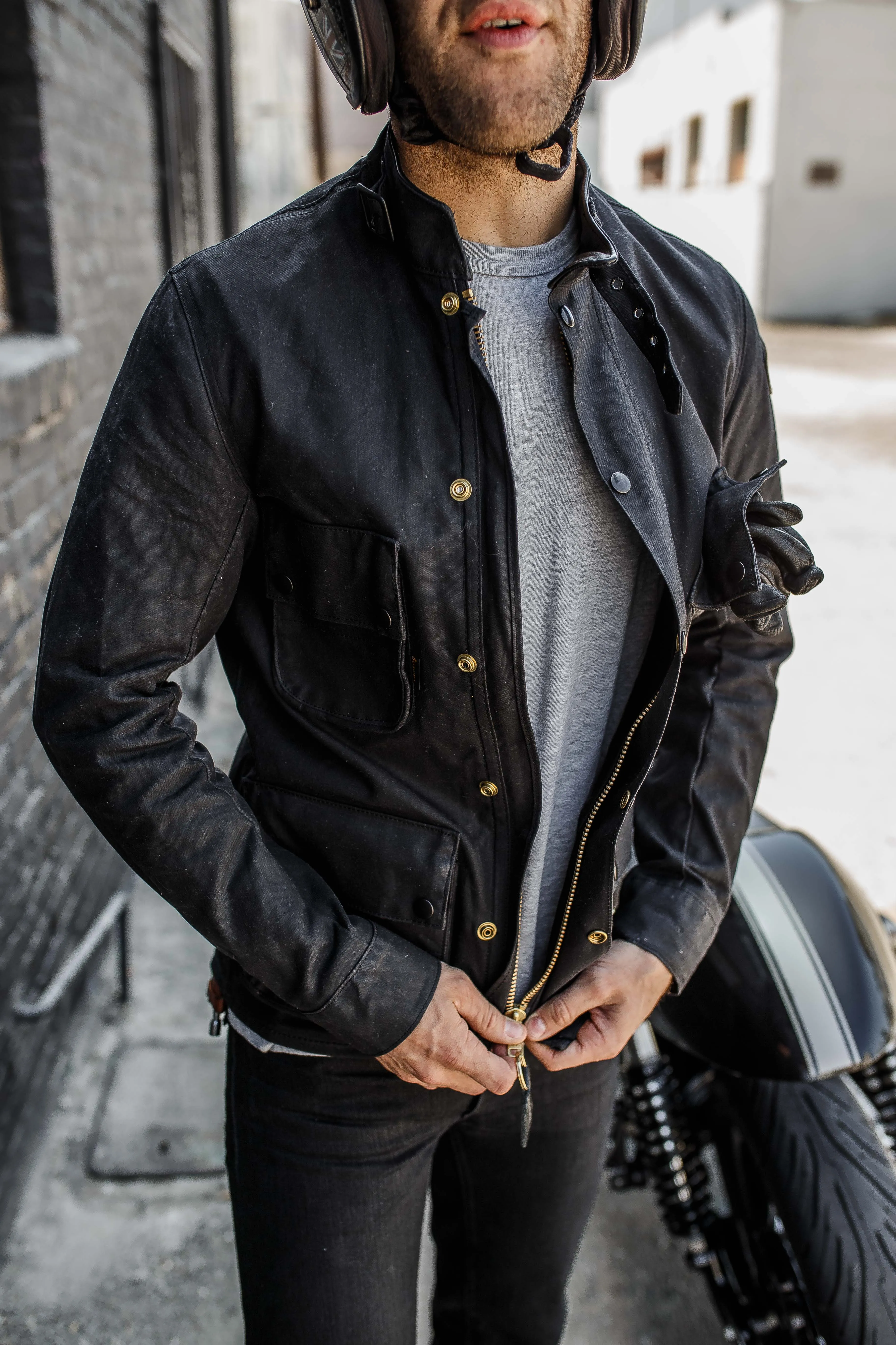 Vanson - Stormer Jacket - Black Waxed Canvas