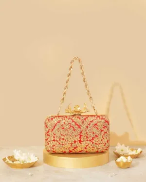 Vanya Clutch - Red & Gold