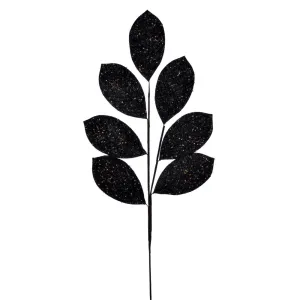 Vara hojas Negras brillantina 75cm / 27” Glitter Black leaf spray