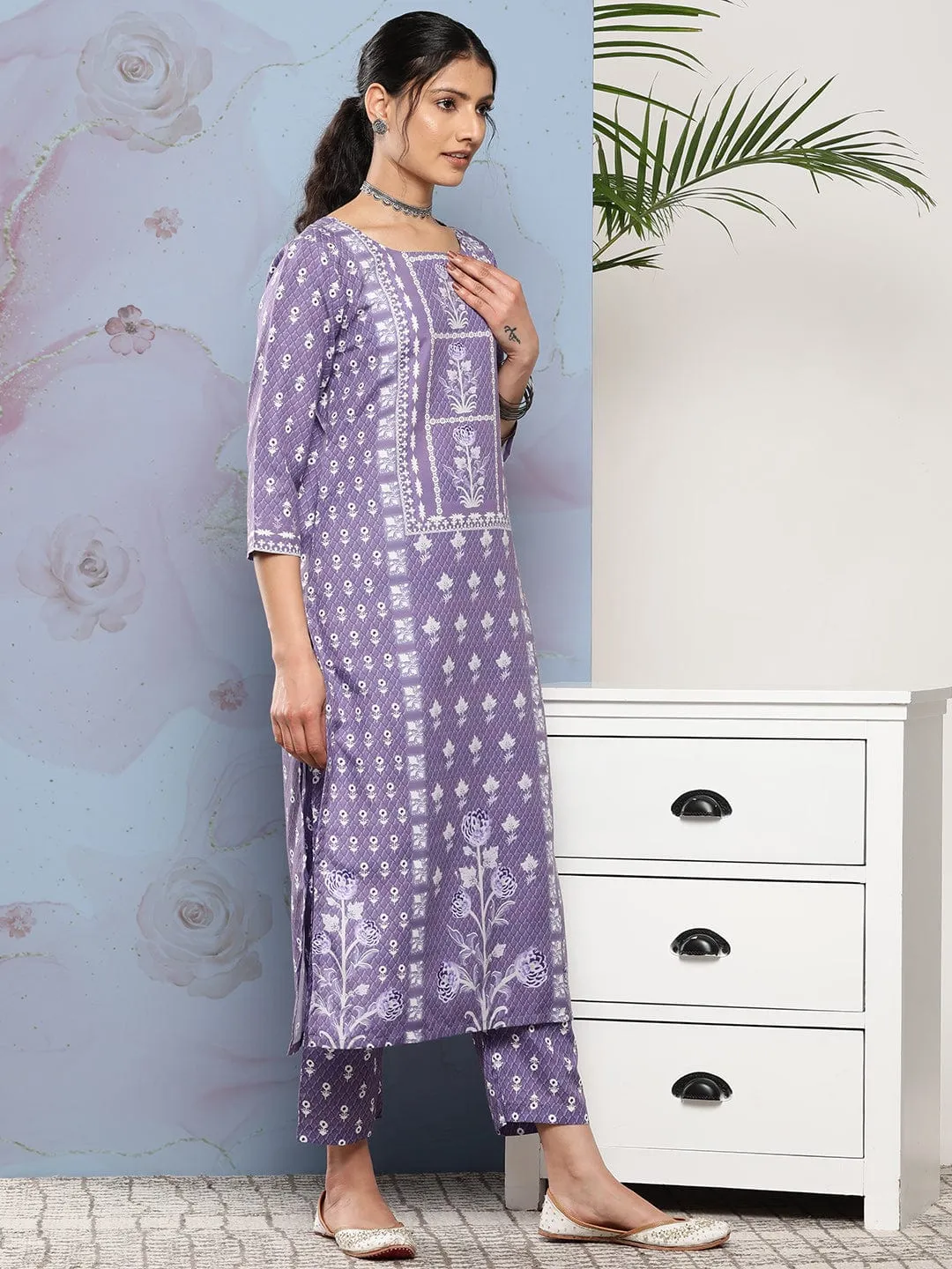 varanga women ethnic motifs printed kurta with trousers