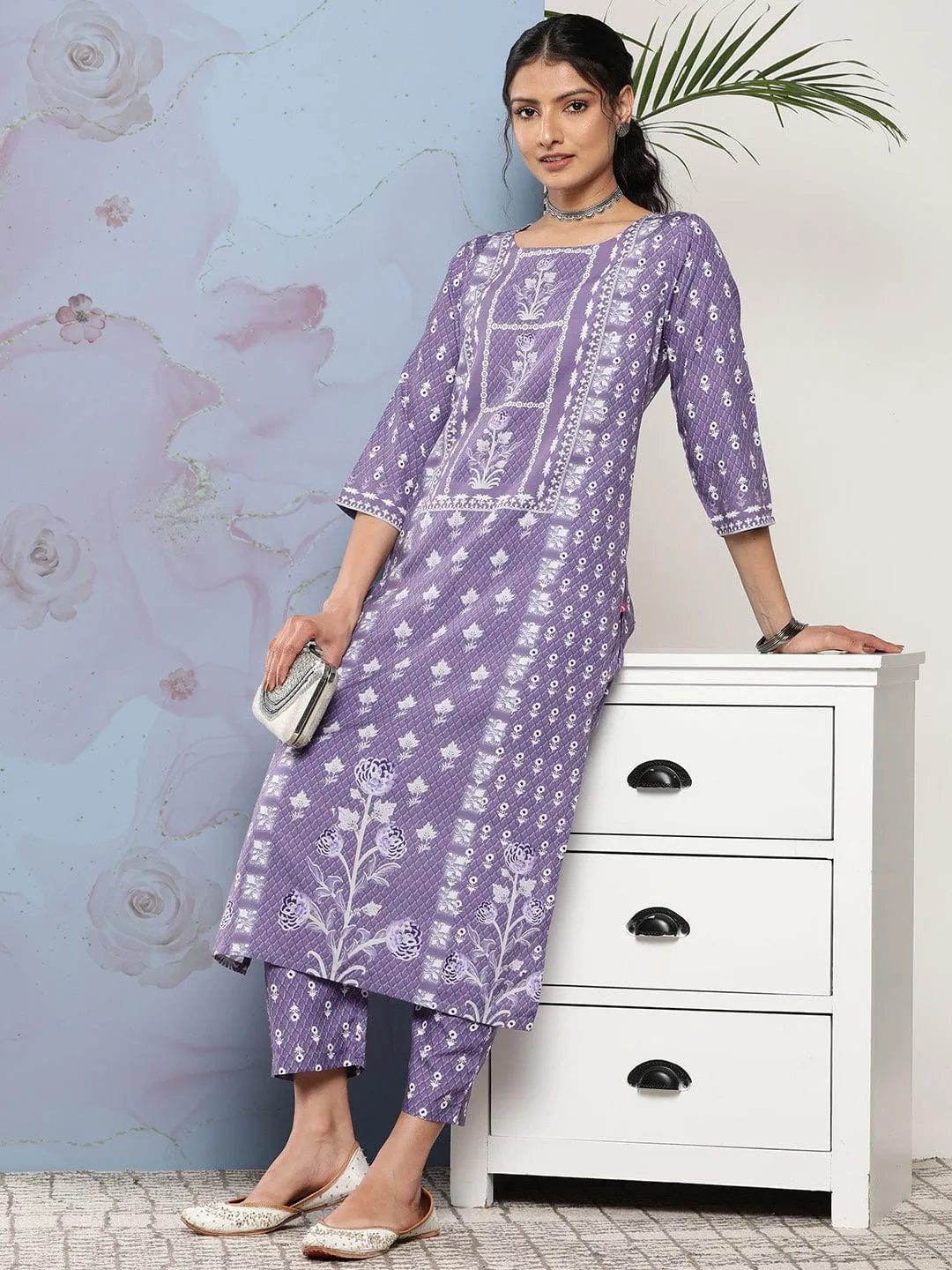 varanga women ethnic motifs printed kurta with trousers