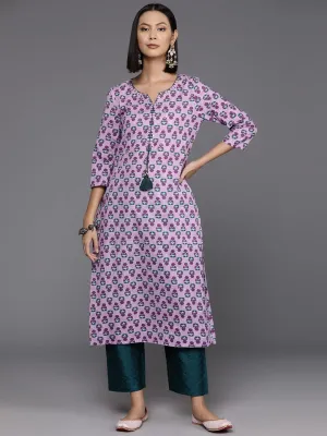 Varanga Women Ethnic Motifs Printed Sequinned Cotton Kurta