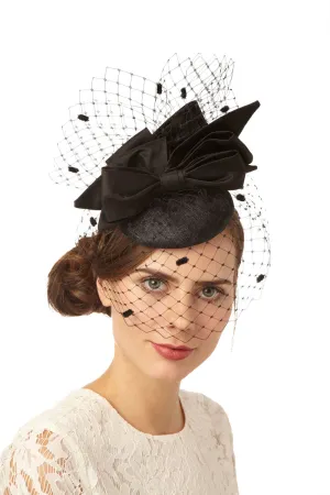 Varenne: Cocktail Hat with Spot Veil and Silk Bows